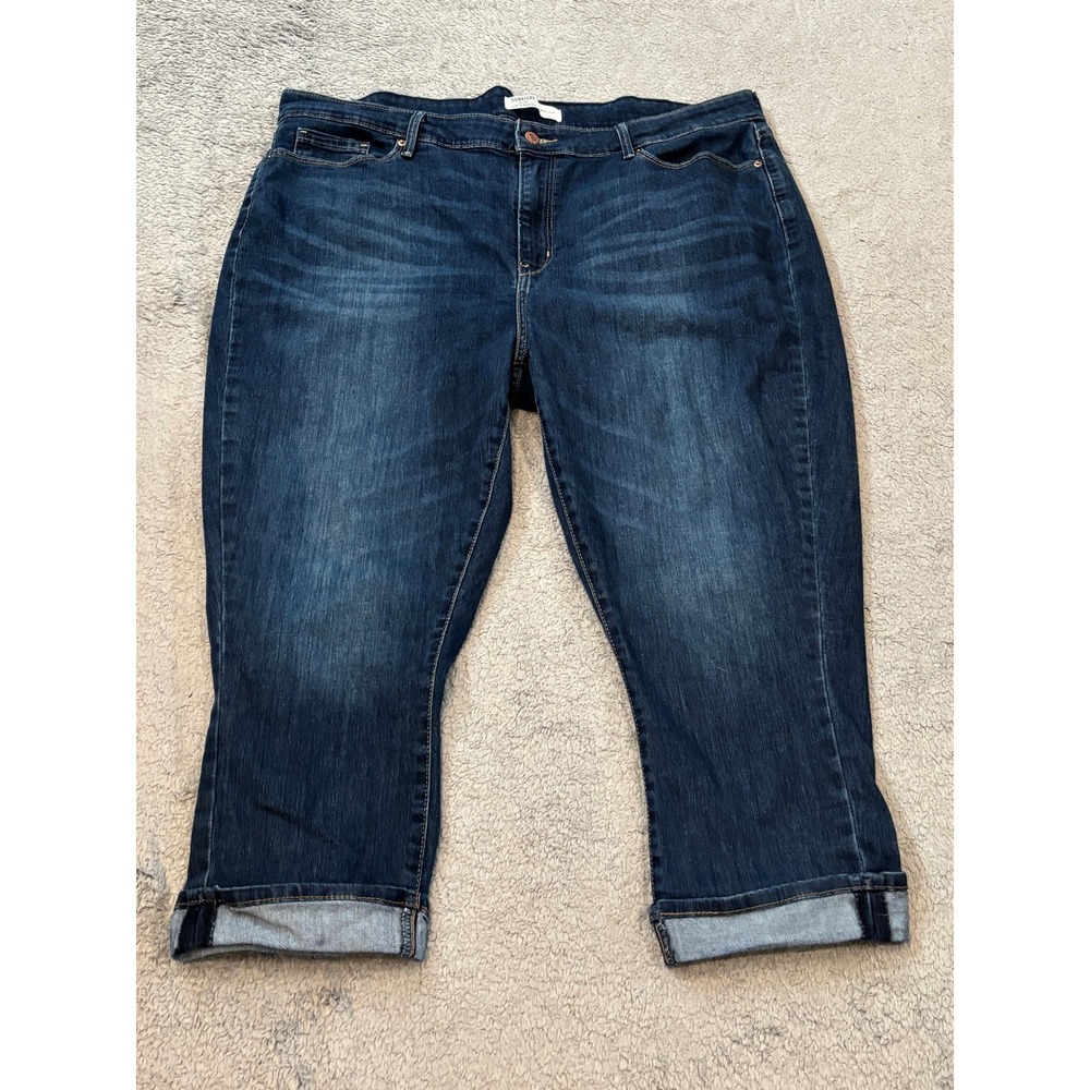 Signature Levi Strauss Gold Label Mid-Rise Capri Jeans Dark Wash Size 20 W38